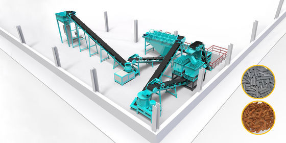 Garis produksi pupuk organik Granulator pakan hewan Garis produksi mesin pellet die datar