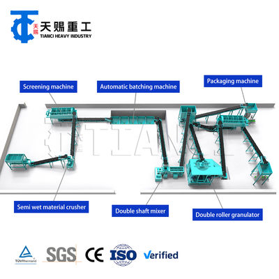 Lini Produksi Pupuk Majemuk Lengkap dengan Granulator Ekstrusi Roller Ganda untuk Granul NPK, Amonium Fosfat, dan Pupuk Kalium Kekuatan Tinggi
